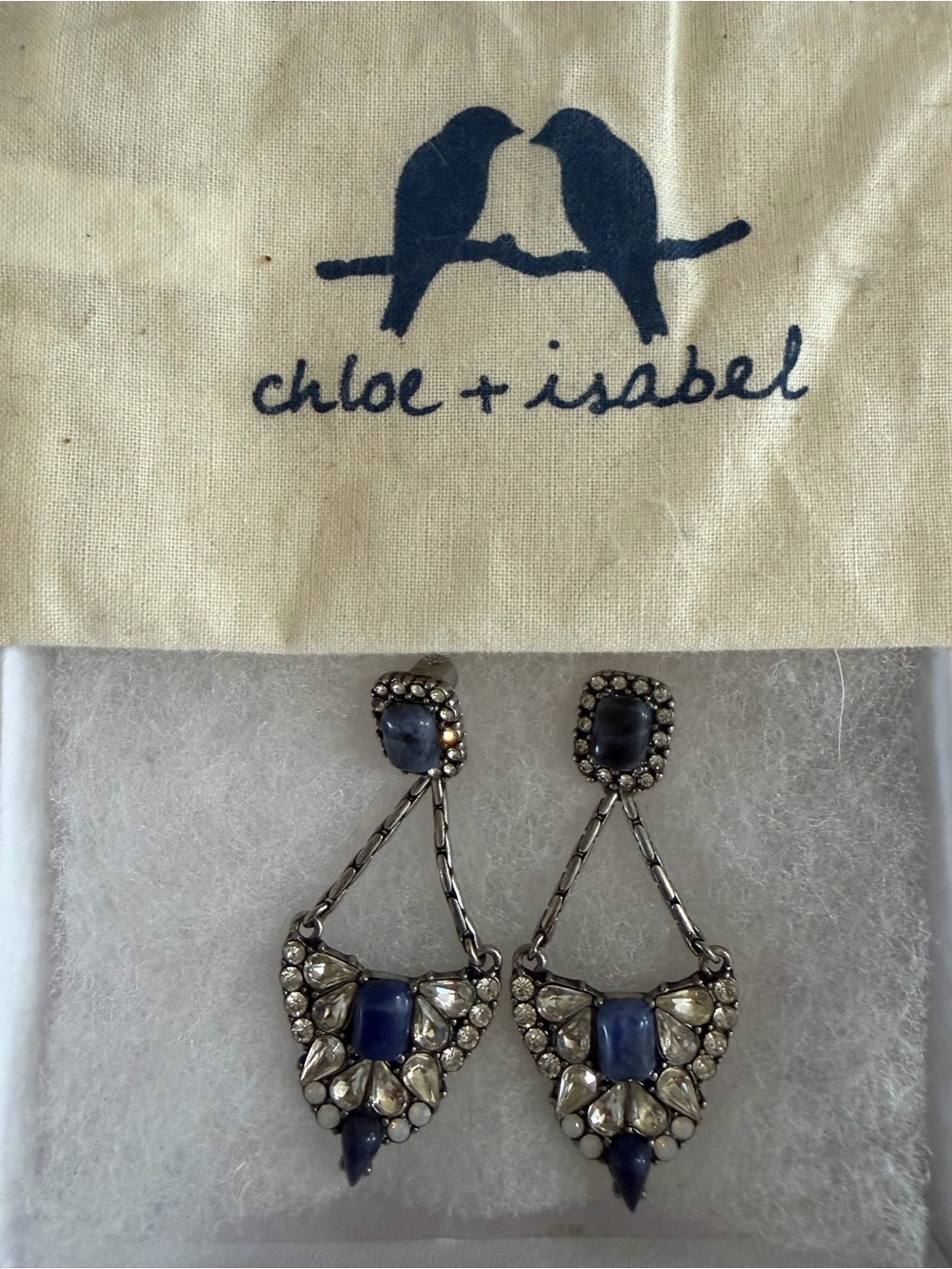 Chloe + Isabel Tangier Blue and Silver Ornate Drop Earrings